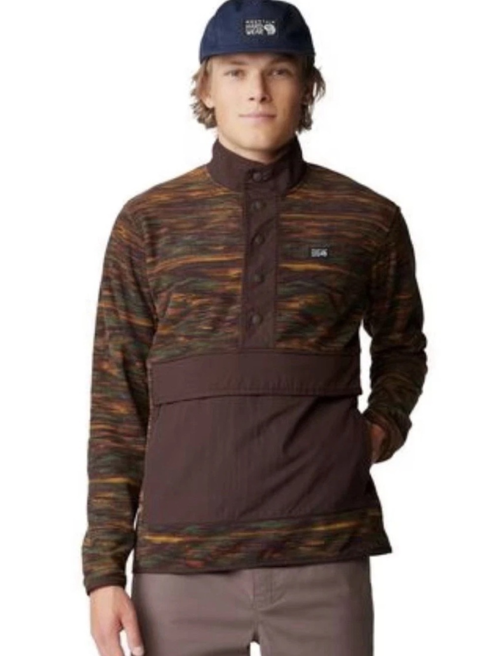 Mountain Hardwear Microchill Pullover Button Brown Sweater Fleece Top Men’s M